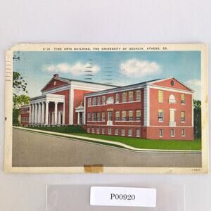Fine Arts Building University of George Athens 1940s Linen Postcard 1948 GA PC